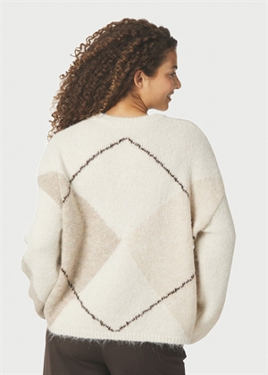 Inga check fluff knit Creme Neo Noir